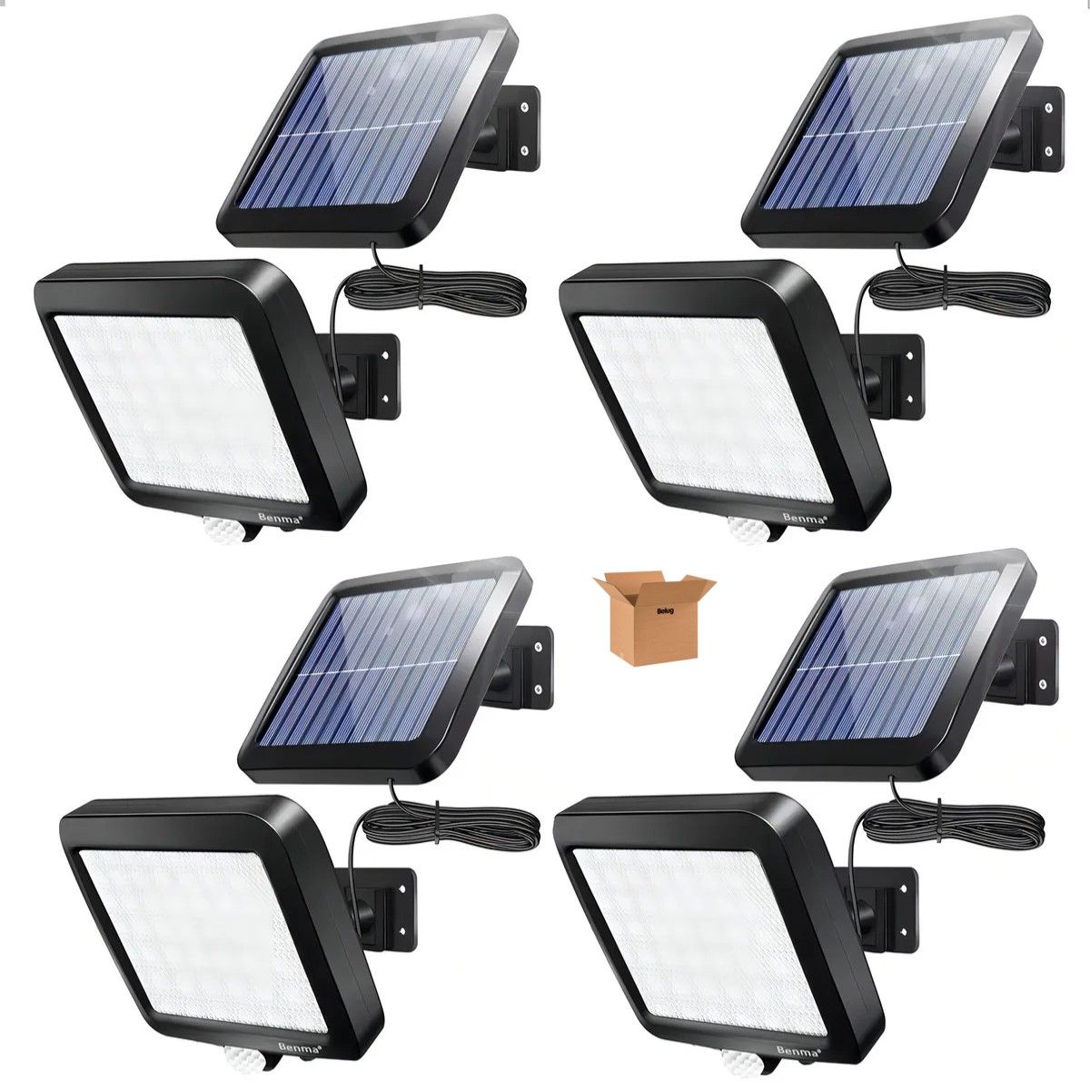 GENERICO - Pack 4 Qp Focos Solares Potentes 250 Watts Carcasa Negro Luz Blanco Frío BELUG