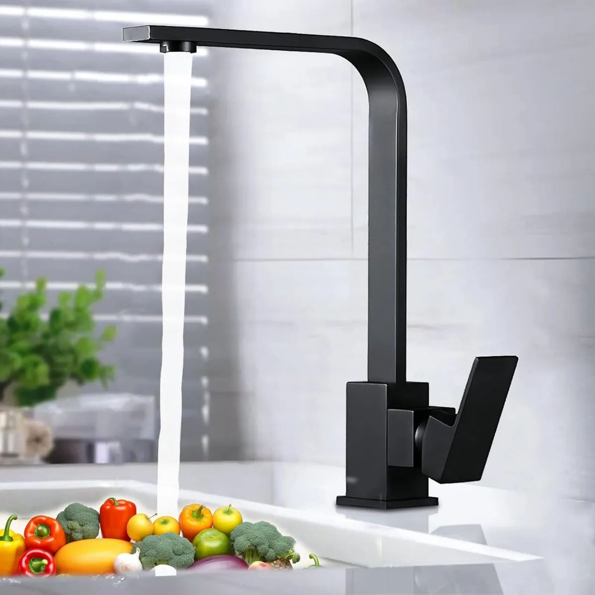 GENERICO - Llave Lavaplatos Monomando Moderna Negro Mate Negro Mate