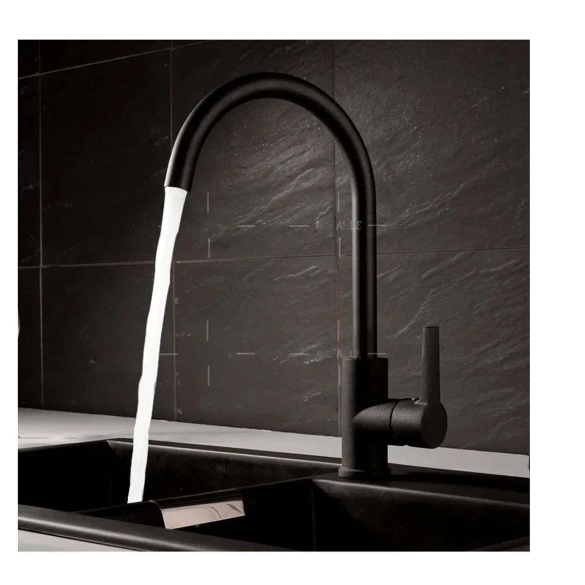 GENERICO - Llave Lavaplatos Monomando Moderna Negra Con Accesorios Negro Mate