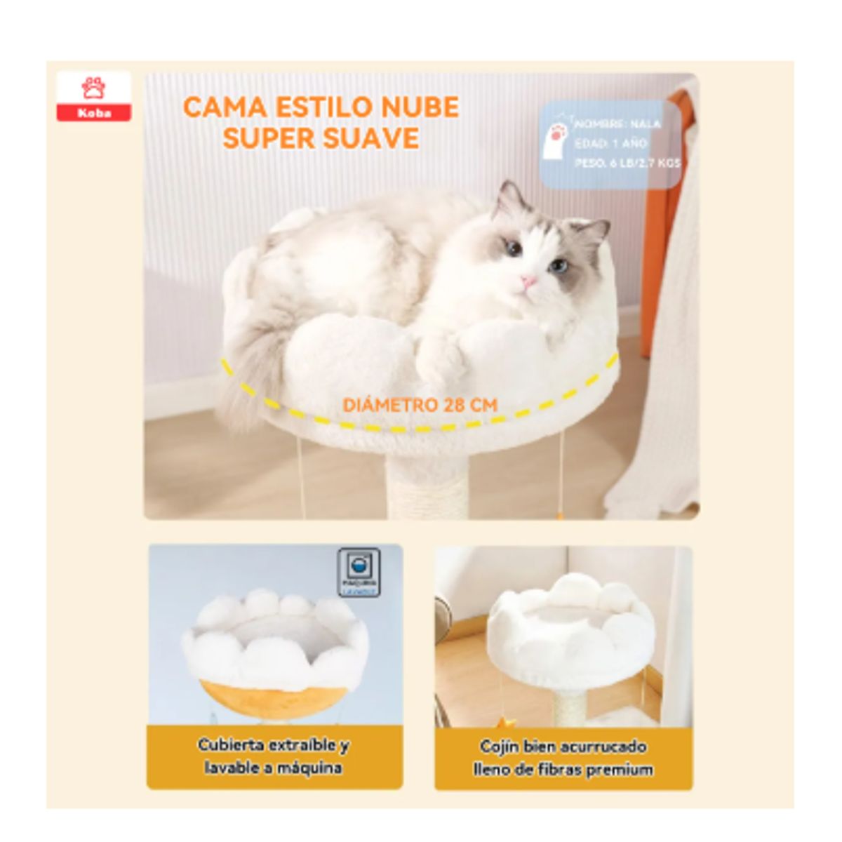 GENERICO - Rascador Para Gatos Xtellar  Poste Yute Con Cama
