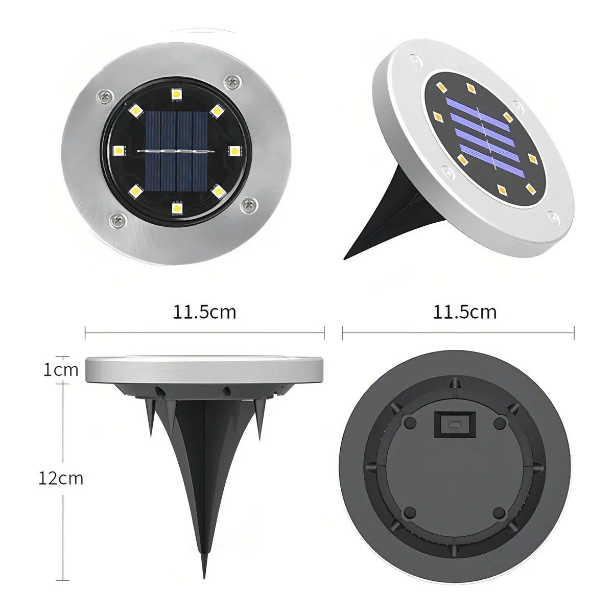 GENERICO - Focos Led Jardín Pack X 8 Carga Solar Con Estaca Exterior Estructura Plateado BELUG