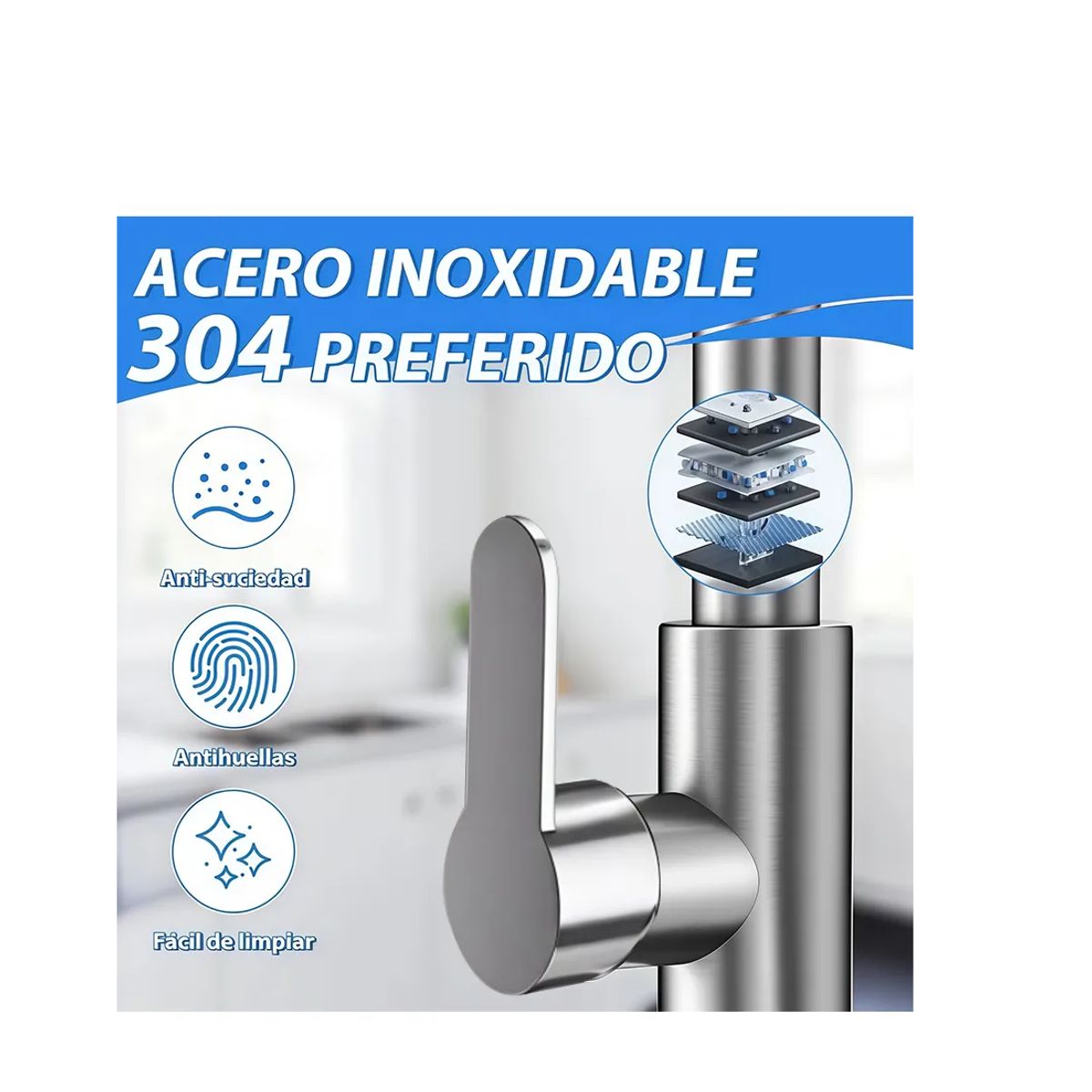 GENERICO - Grifo Monocomando Genérica Extraíble Cocina Metal