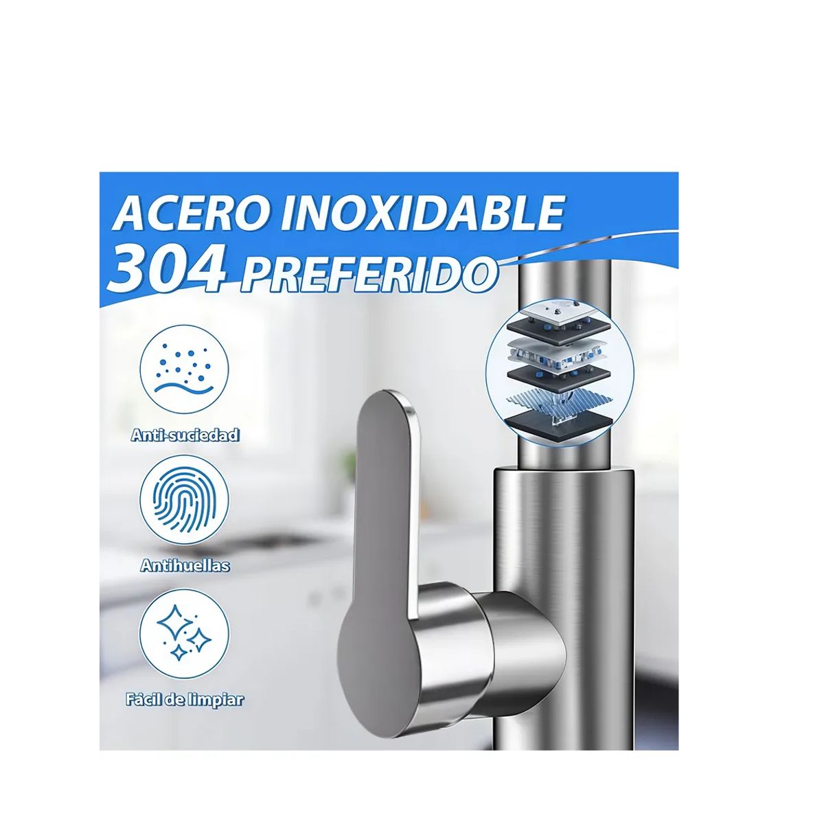 GENERICO - Grifo Monocomando Genérica Extraíble Cocina Metal