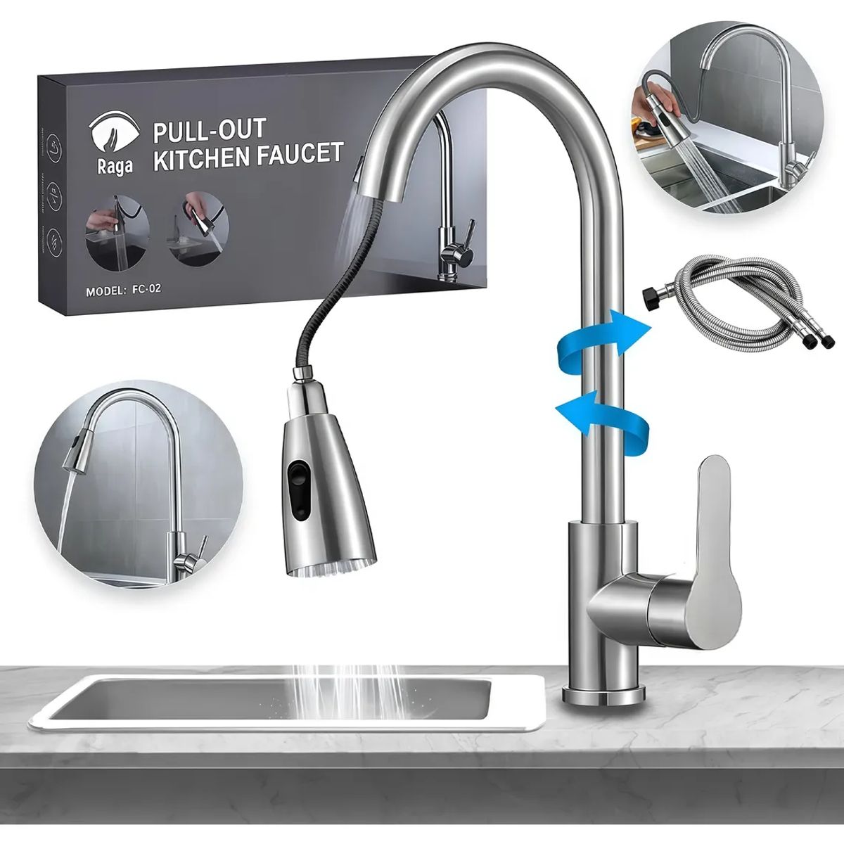 GENERICO - Grifo Monocomando Genérica Extraíble Cocina Metal