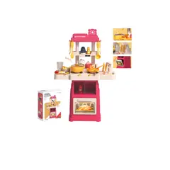 GENERICO - Juguete Cocinar 66cm Para Niños Luz Sonido Agua 47 Piezas Rosa Chicle