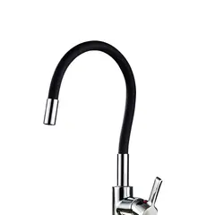 GENERICO - Llave Lavaplatos Monomando Cuello Flexible Negro Negro Brillante