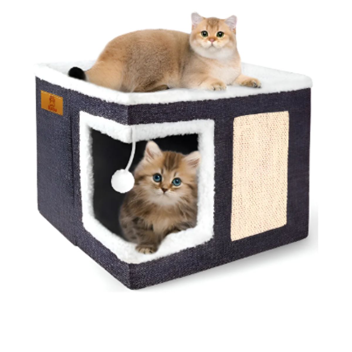 GENERICO - Casa Iglu Para Gatos Cama Michis Plegable Con Cojin Pompon Gris