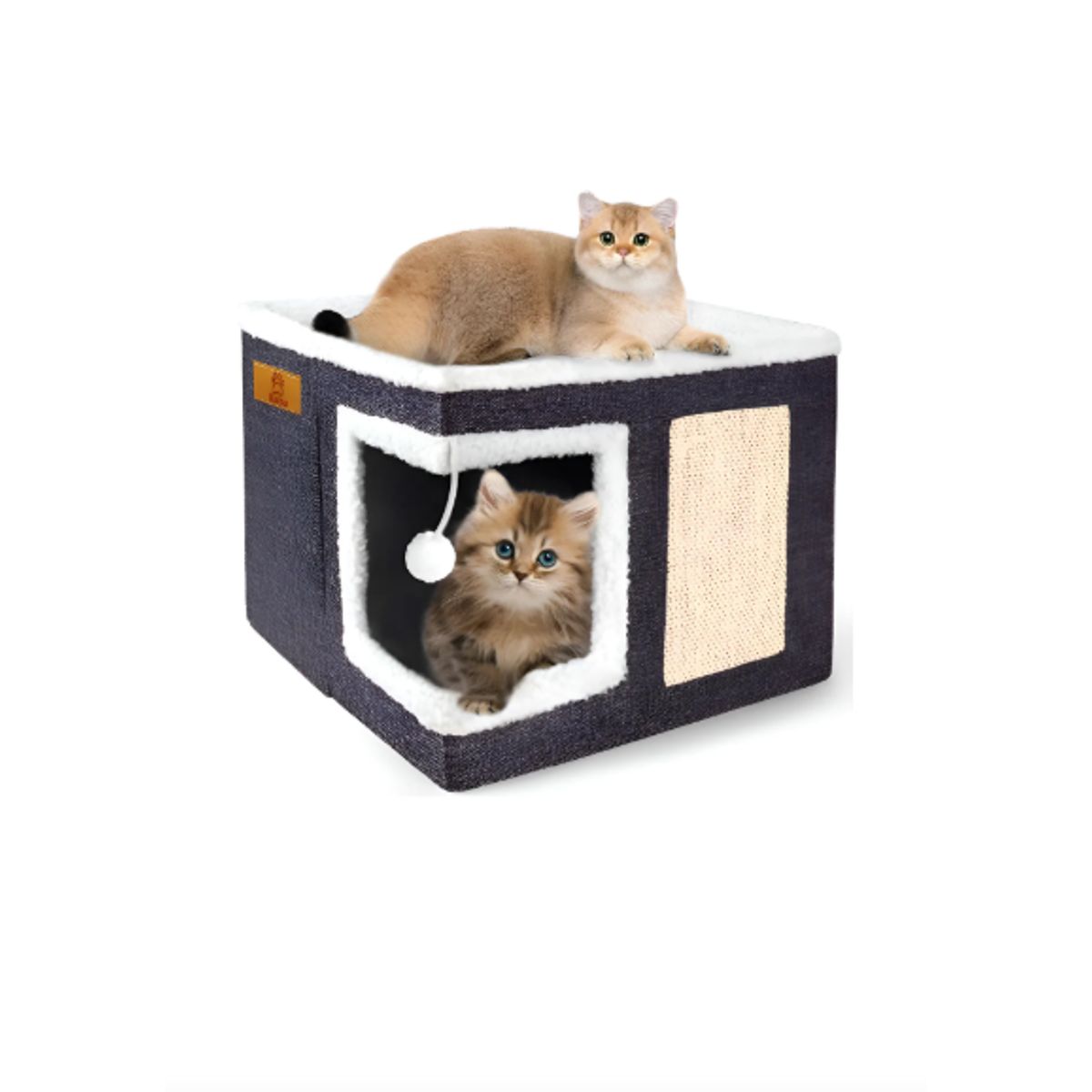 GENERICO - Casa Iglu Para Gatos Cama Michis Plegable Con Cojin Pompon Gris