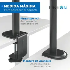 GENERICO - Brazo Soporte Para Monitor Dobl Alzador Monitor Color Negro