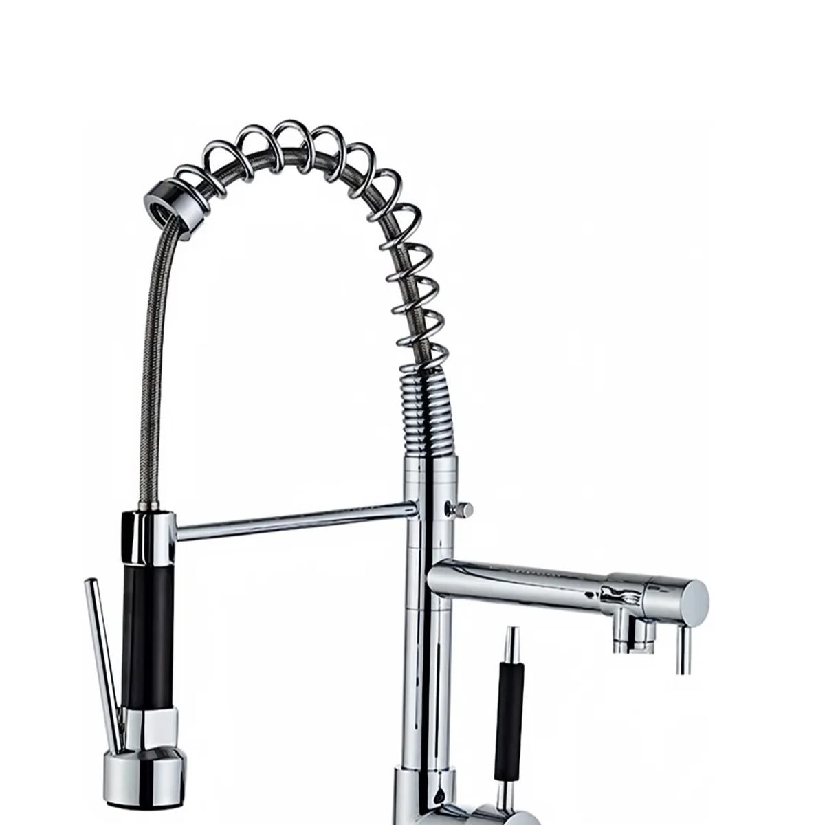 GENERICO - Llave Cocina Monomando Triple Lavaplatos Flexible  Plateado