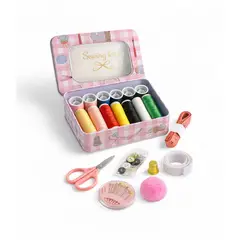 GENERICO - Set De Costura Costurero Caja De Aluminio Aguja Hilo Tijera