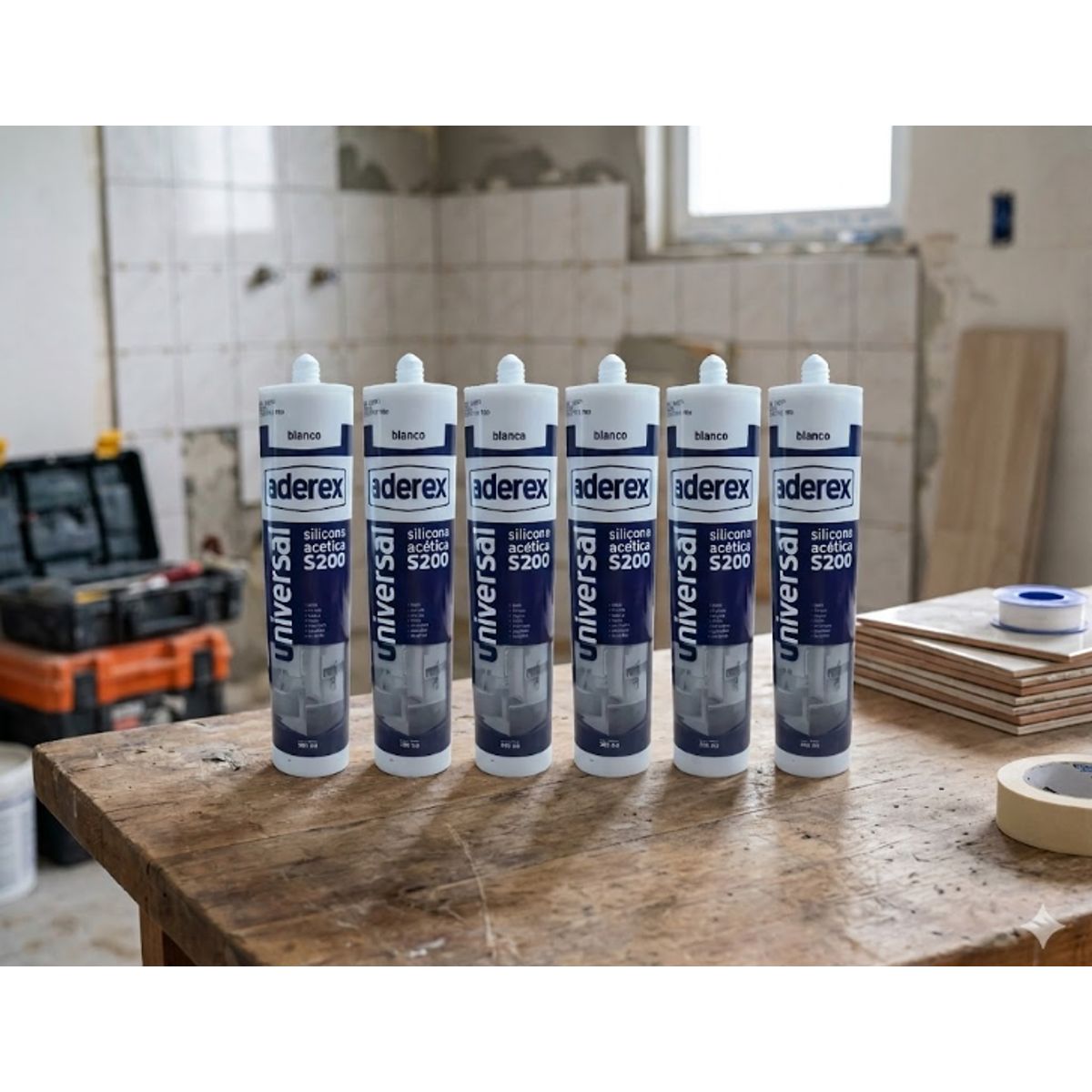 GENERICO - Silicona Sellador Acética Blanca 280 Ml. Aderex 6 Unidades