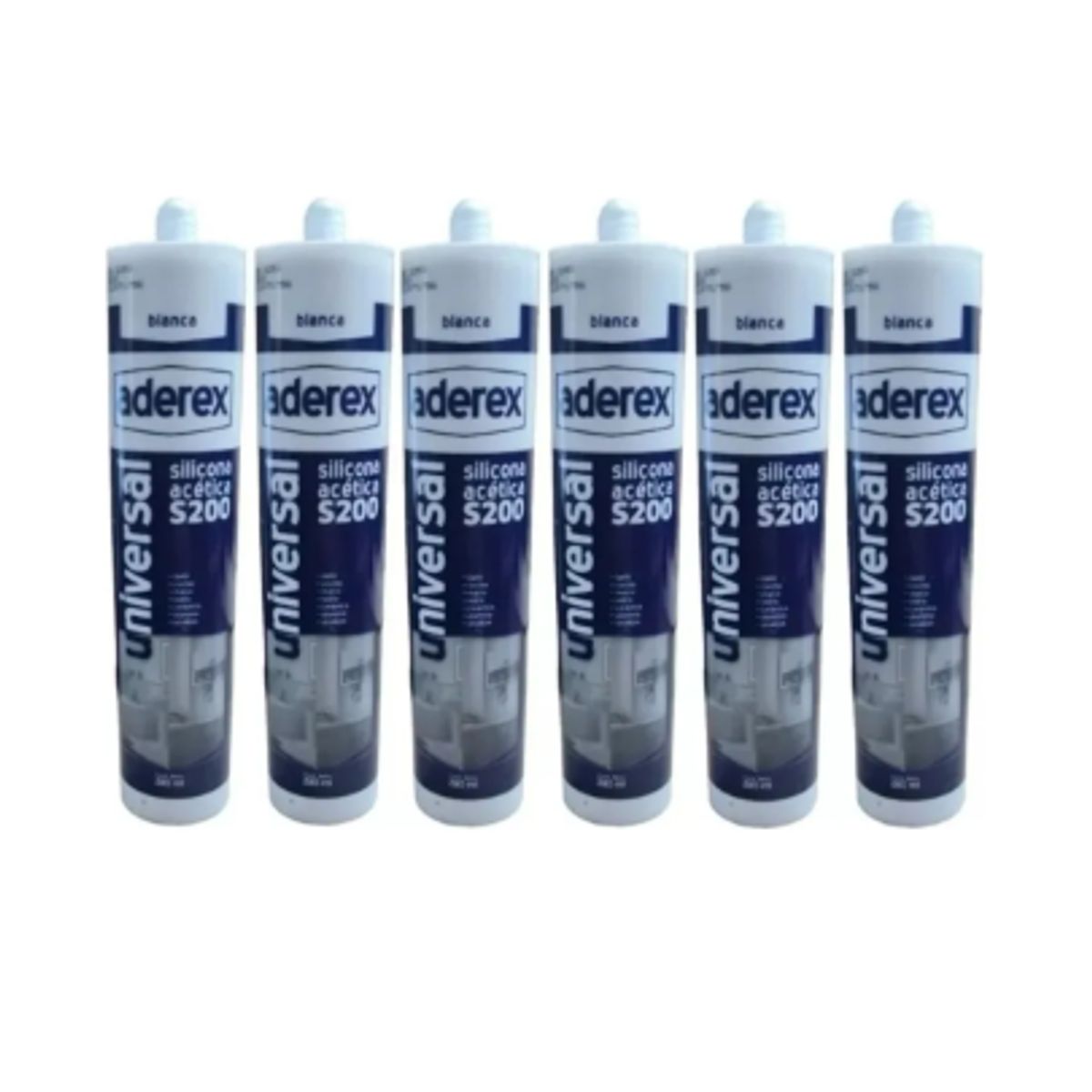 GENERICO - Silicona Sellador Acética Blanca 280 Ml. Aderex 6 Unidades