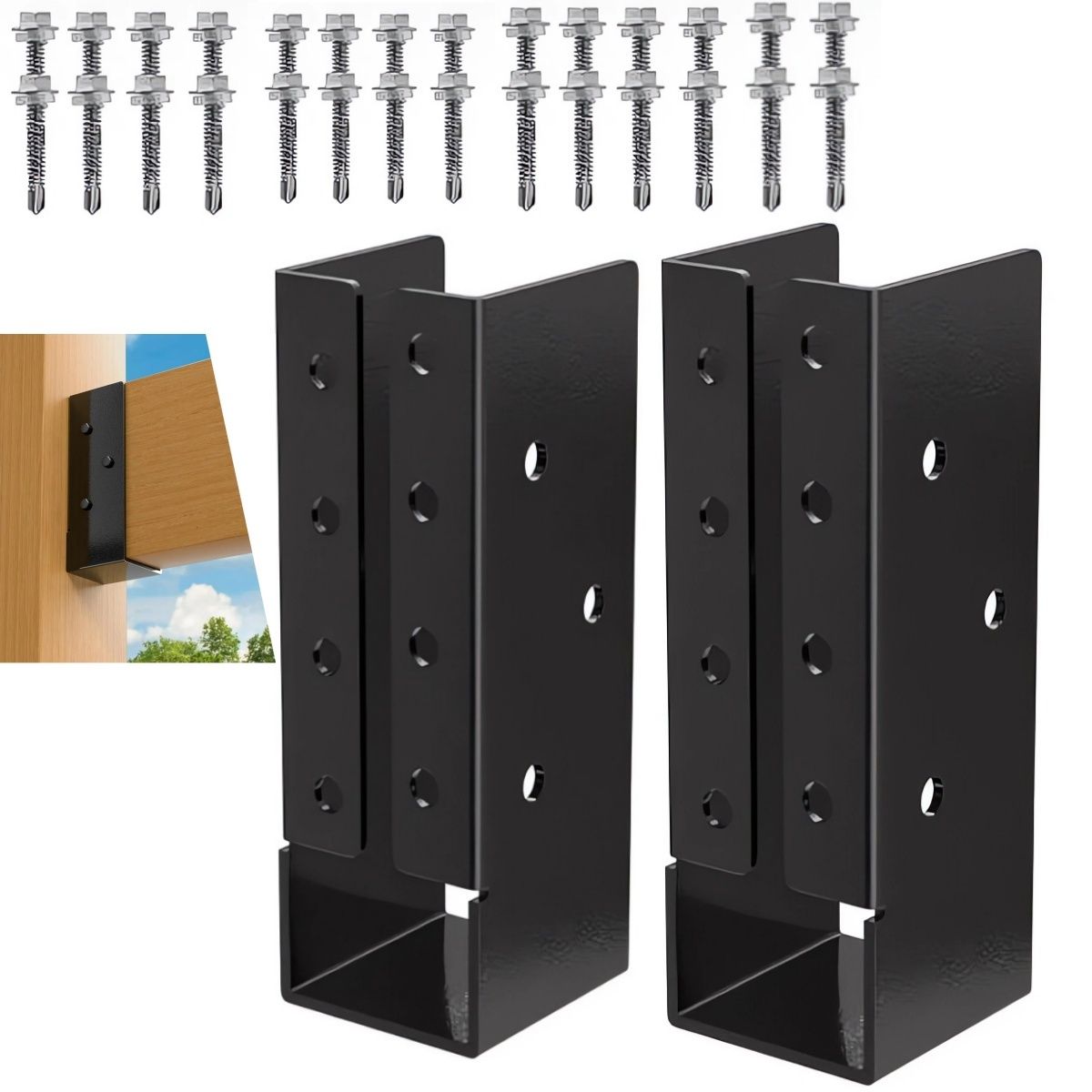 KUANGYE - 2pcs Soporte Para Viga Cepillada De 2x6 Conector Para Madera Outdoor Accents