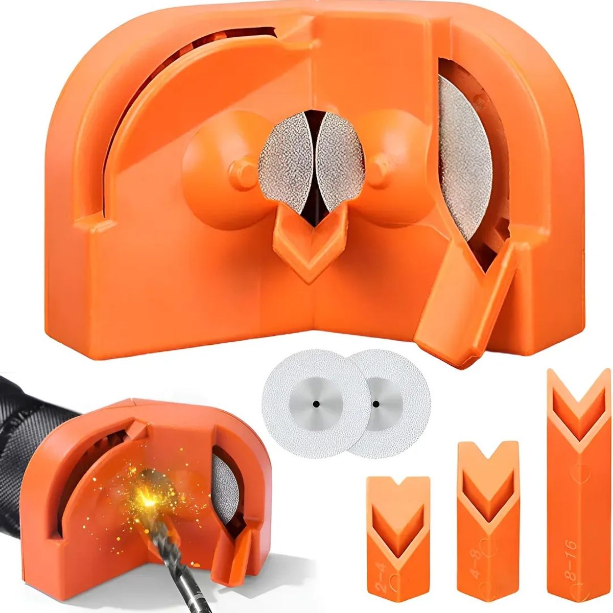 KUANGYE - Afilador Brocas Taladro Eléctrico+2 Muelas Abrasivas Naranja