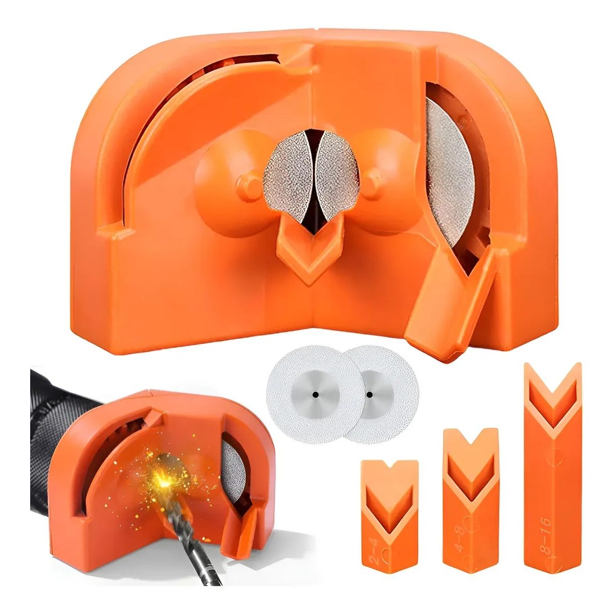 KUANGYE - Afilador Brocas Taladro Eléctrico+2 Muelas Abrasivas Naranja