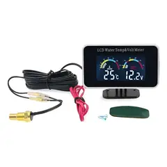 KUANGYE - Reloj Marcador De Temperatura + Voltímetro Digital 12v-24v Negro