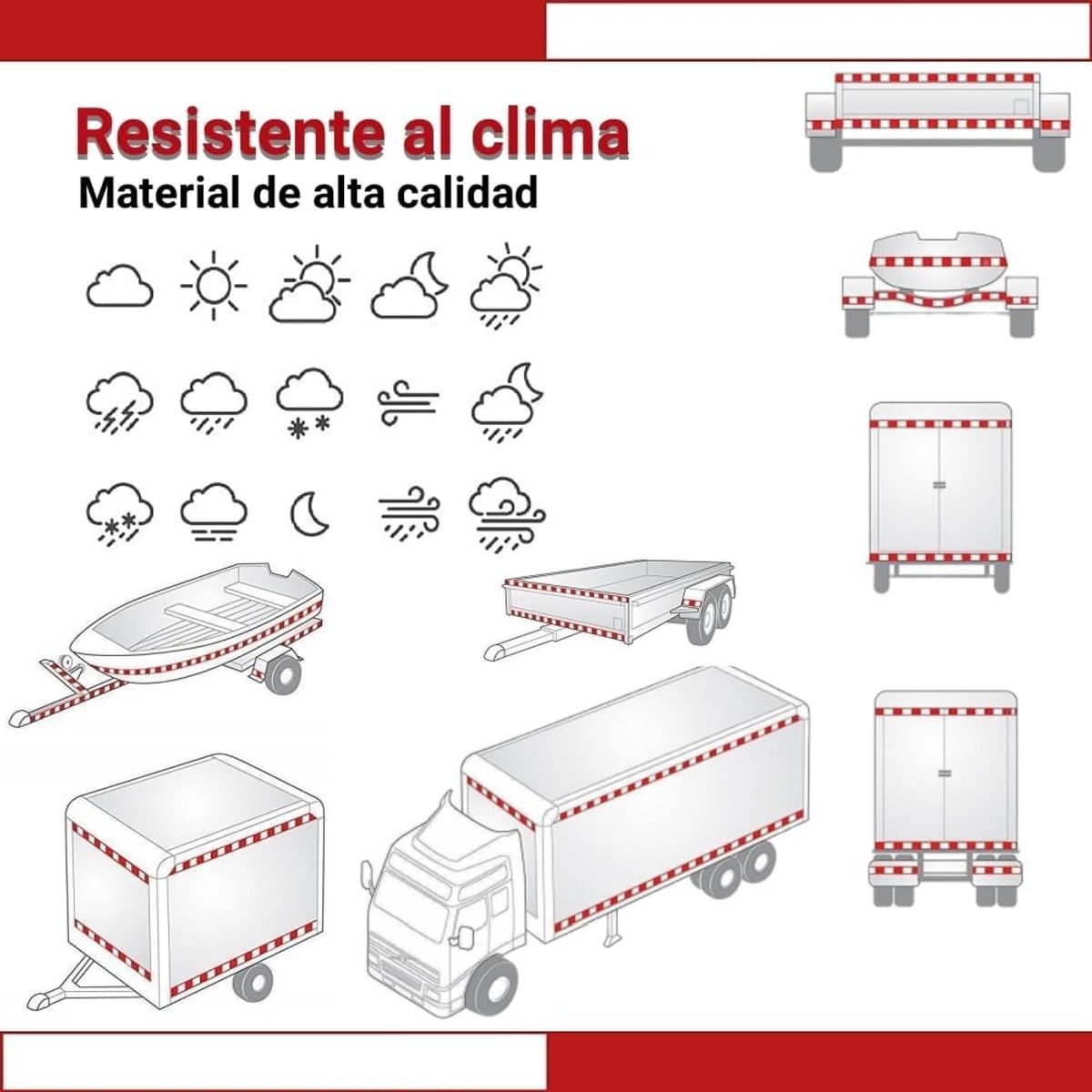 KUANGYE - Cinta Huincha Retrorreflectiva Reflectante Rojo 45 Mts×5cm