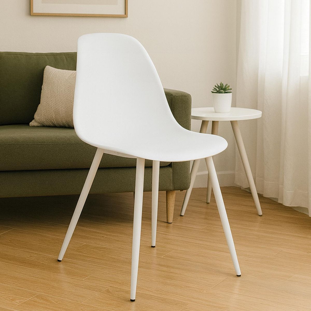 ESCANDINAVIA - Silla Deco Plastico Patas Metálicas Igor 45*53*83 Blanca