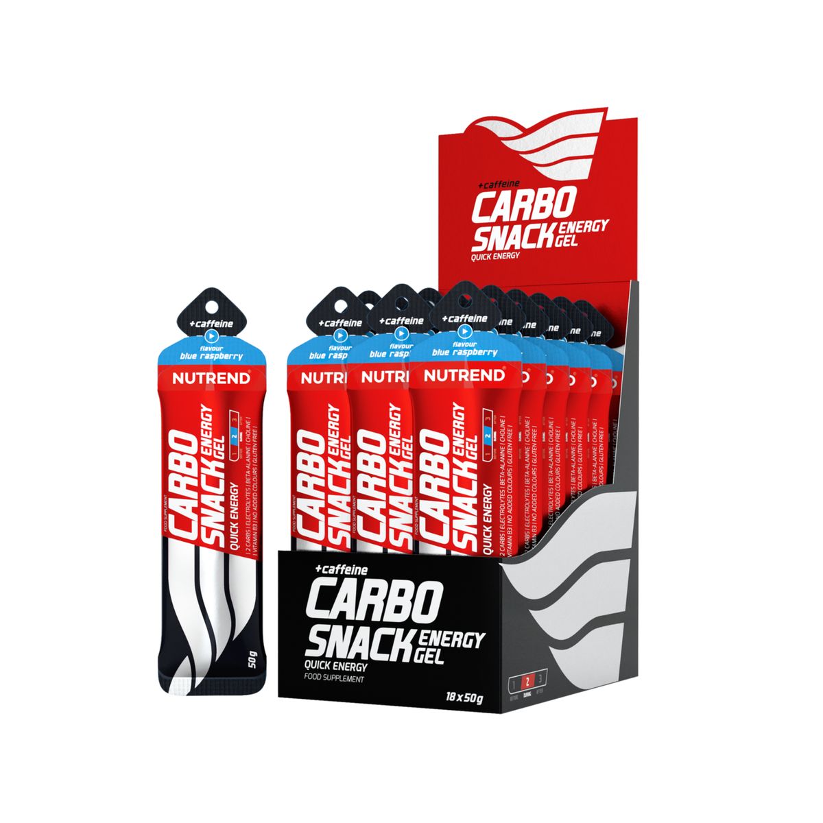 NUTREND - Carbosnack Gel Energy Sachet Con Cafeína (caja 18 Unidades) Blueberry - Verde