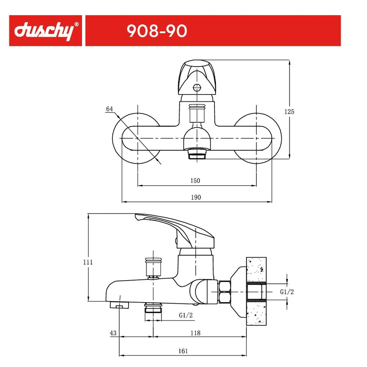 DUSCHY - MONOMANDO DUSCHY ABS EKO BLACK MATTE PTINADUCHA