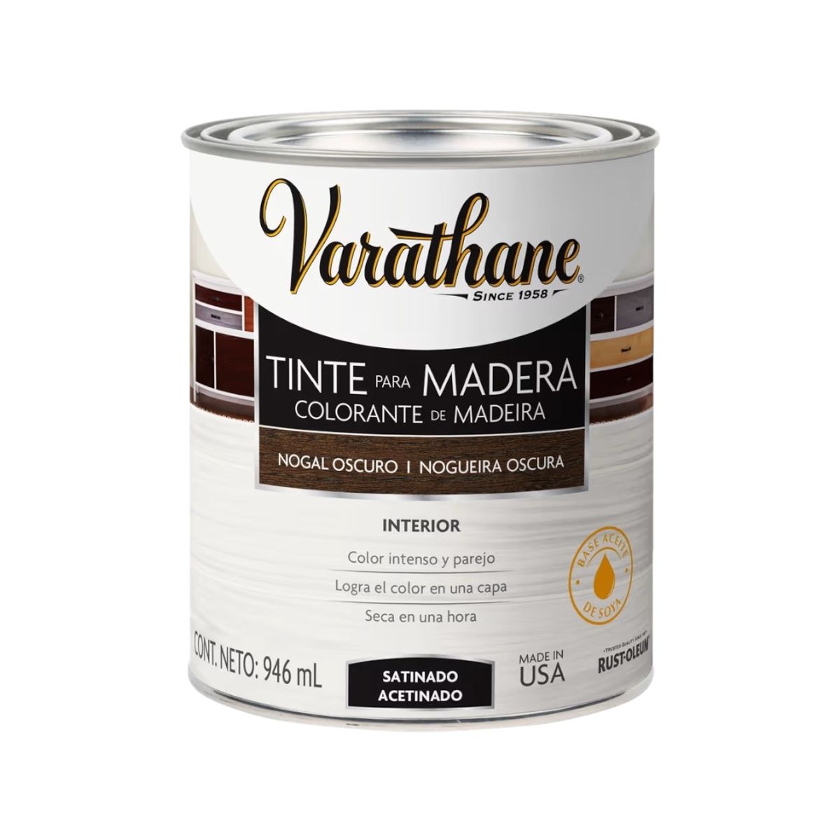RUST OLEUM - Pintura para Madera Varathane Nogal Oscuro 946 ml