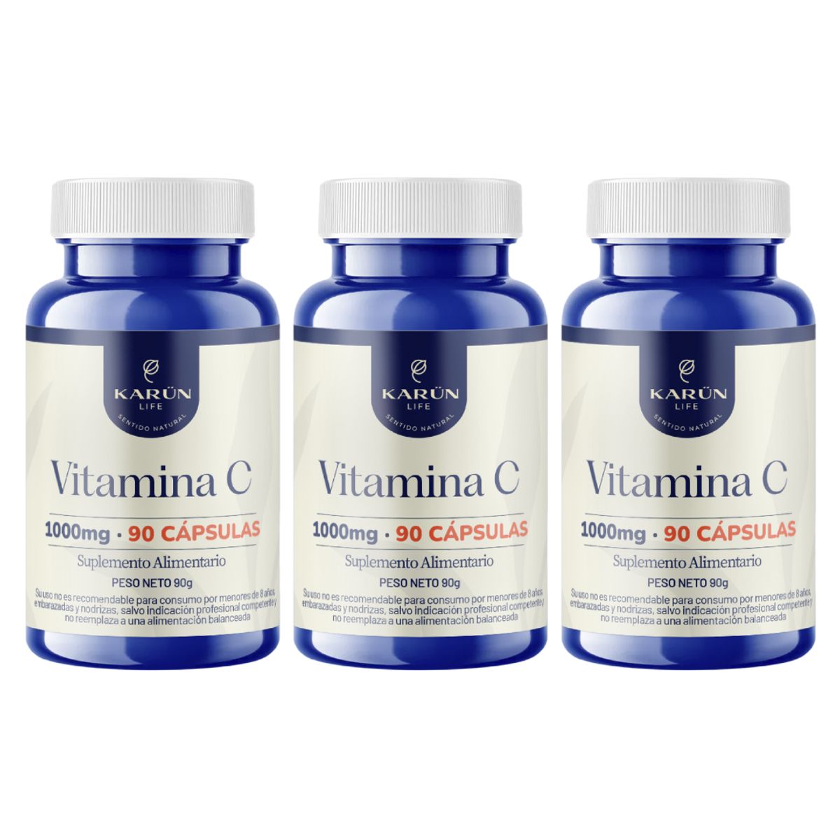 KARUNLIFE - Pack x3 Vitamina C 270 Capsulas 1000 Mg Karun Life