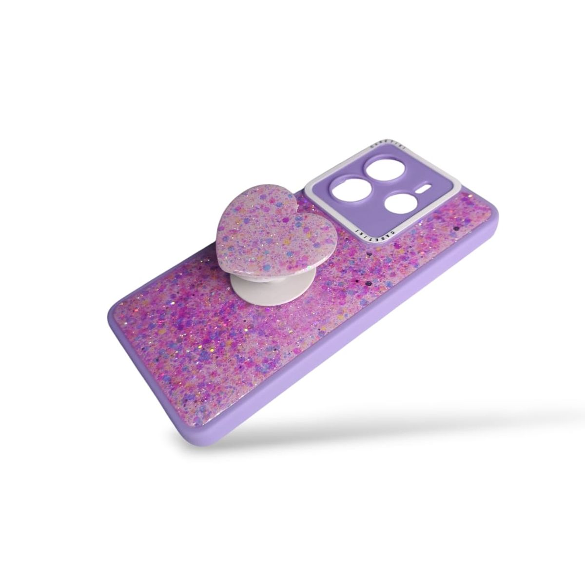 GENERICO - CARCASA PARA XIAOMI REDMI NOTE 14 5G GLITTER BRILLO LILA CON POP SOCKET