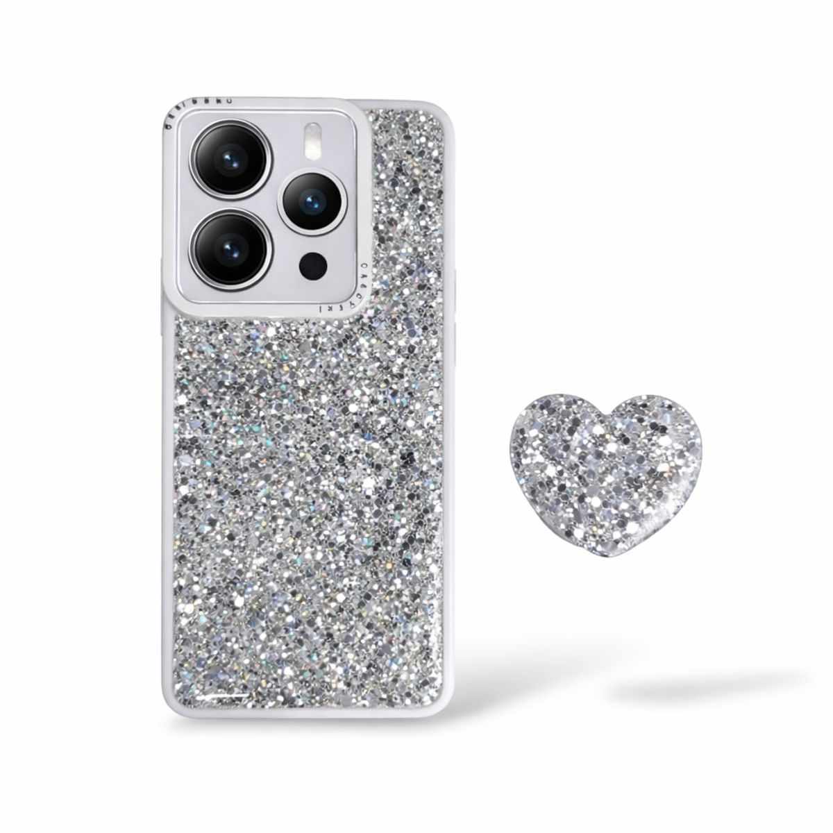 GENERICO - CARCASA PARA XIAOMI REDMI NOTE 14 5G GLITTER BRILLO BLANCO CON POP SOCKET