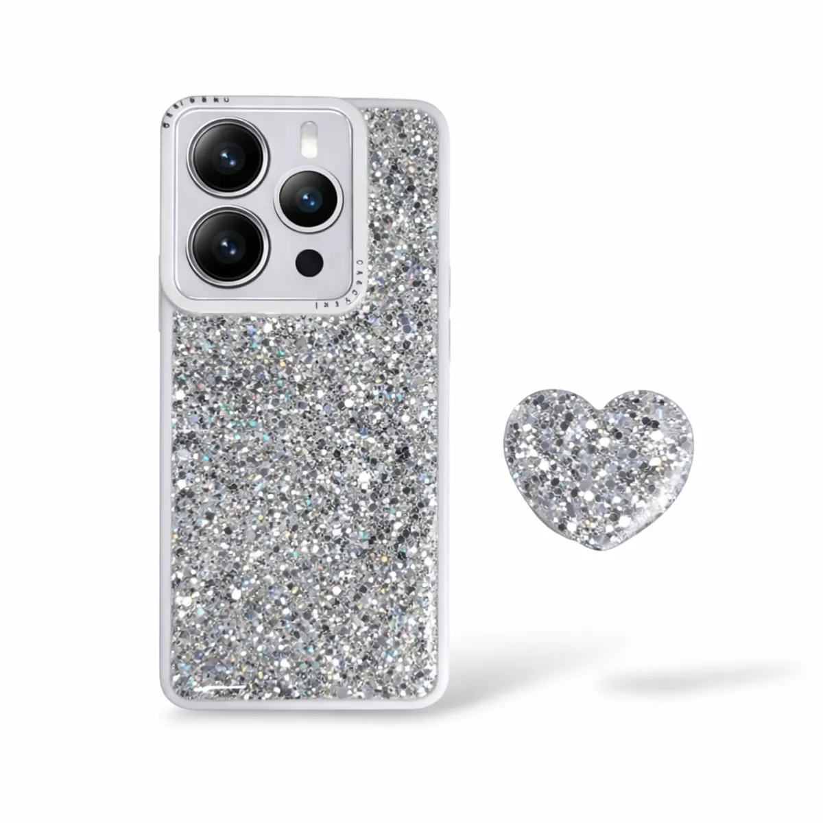 GENERICO - CARCASA PARA XIAOMI REDMI NOTE 14 5G GLITTER BRILLO BLANCO CON POP SOCKET