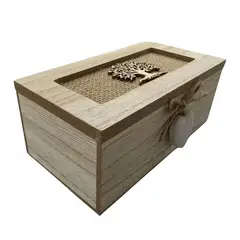 GENERICO - Caja De Té Mediana De Madera 2 Espacios Arbol Madera