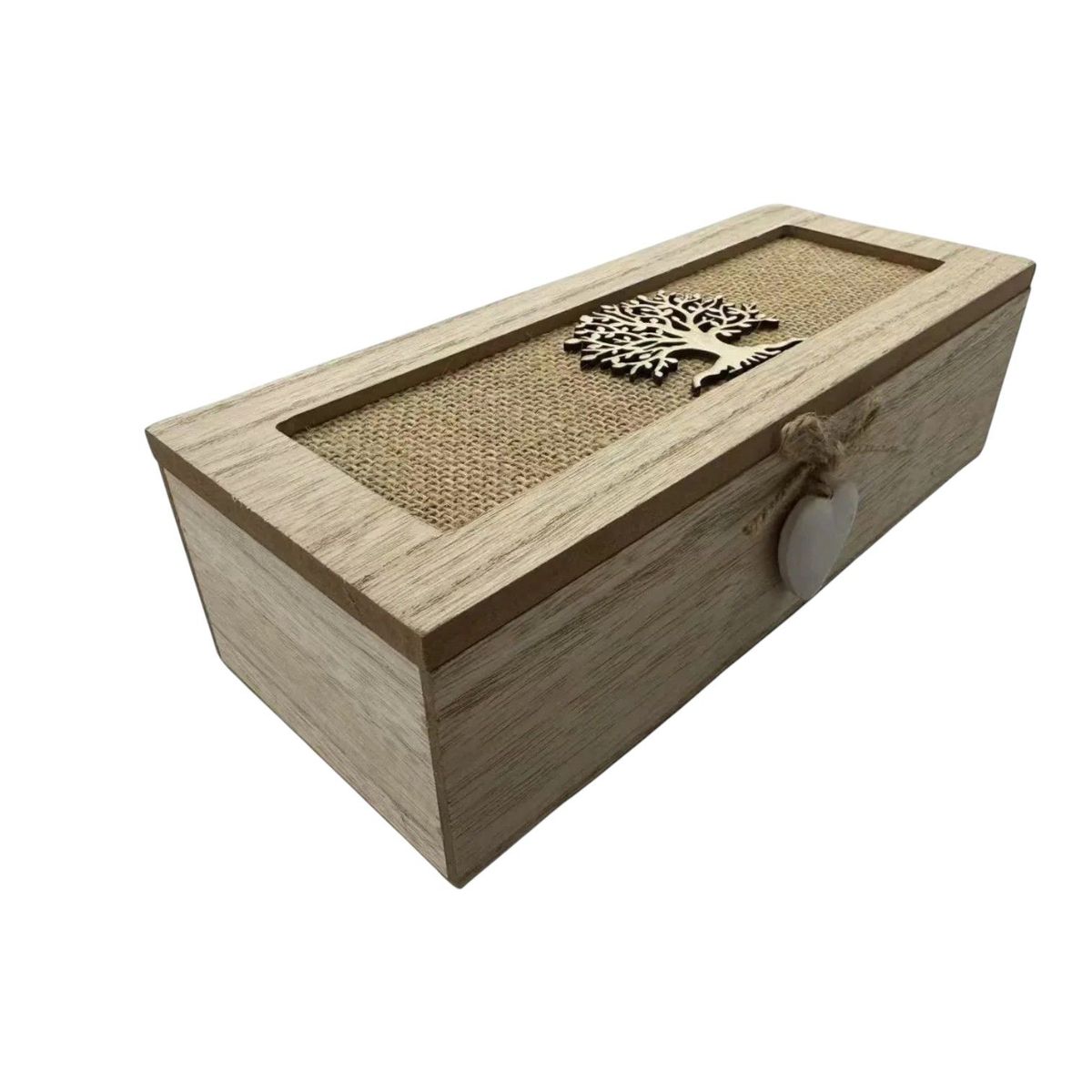 GENERICO - Caja De Té Mediana De Madera 3 Espacios Arbol Madera