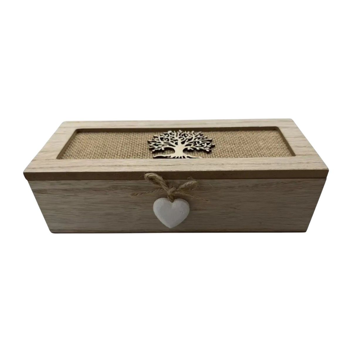 GENERICO - Caja De Té Mediana De Madera 3 Espacios Arbol Madera