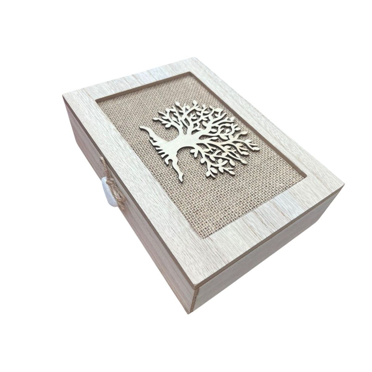 GENERICO - Caja De Té Mediana De Madera 6 Espacios Con Diseños Mapa