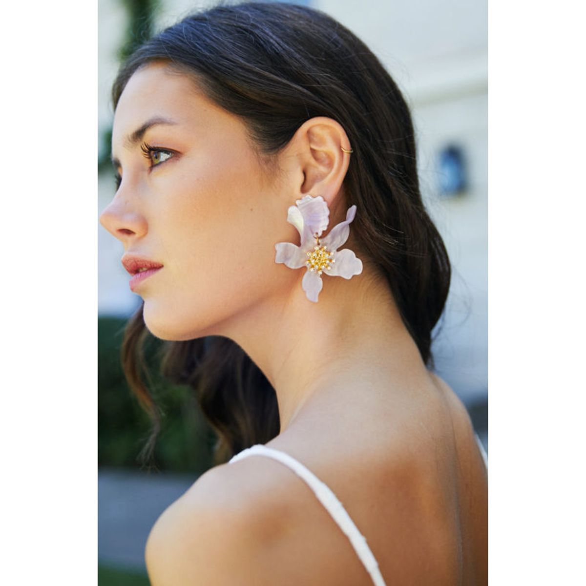 MI PLACARD - Aros Maxi Flor Brillos Lila