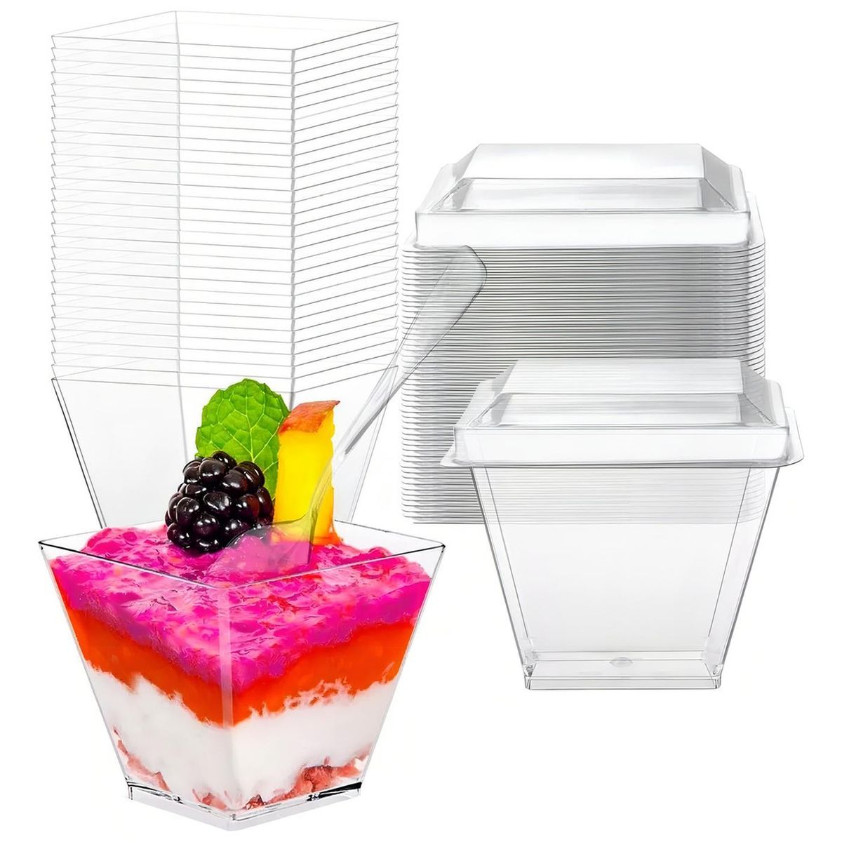 PASTELERIUSCL - 10 Vasos Para Postres Set De Vasos Shot Postres C/tapa 220ml
