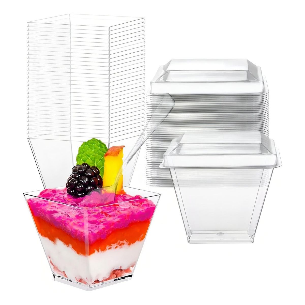 PASTELERIUSCL - 10 Vasos Para Postres Set De Vasos Shot Postres C/tapa 220ml