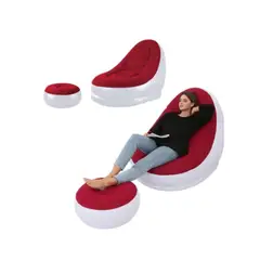 GENERICO - Sofa Silla Sillón Inflable Con Reposa Pies Color Rojo