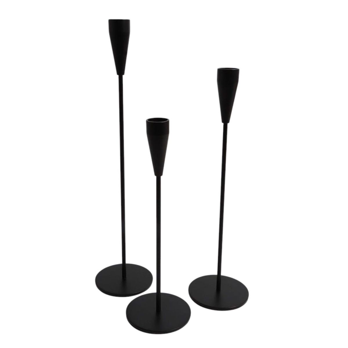 Pack 3 Porta Vela Candelabro Set 3 Candelabros Negro Mate, marca GENERICO - Foto Principal