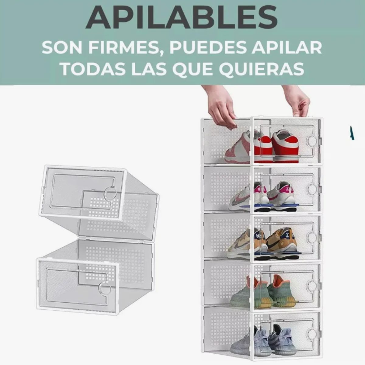 OKAY - Caja Organizadora De Zapatos Set 4 Apilables Y Firme Colores