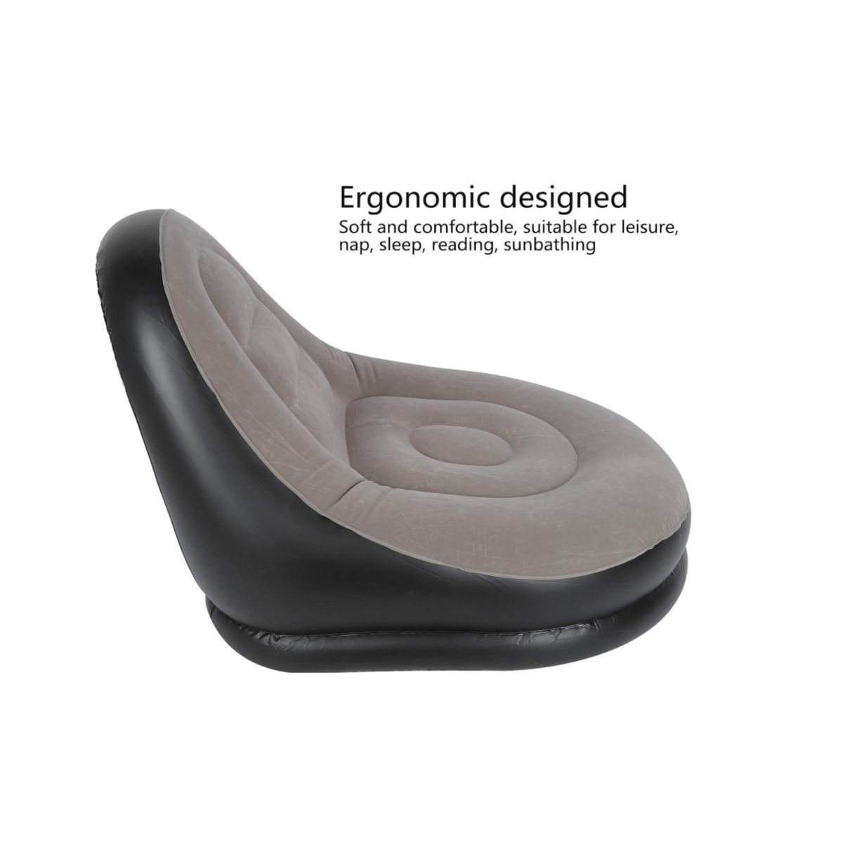 GENERICO - Sofa Silla Sillón Inflable Con Reposa Pies Color Gris