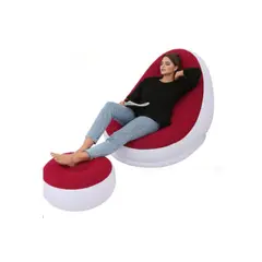 GENERICO - Sofa Silla Sillón Inflable Con Reposa Pies Color Rojo