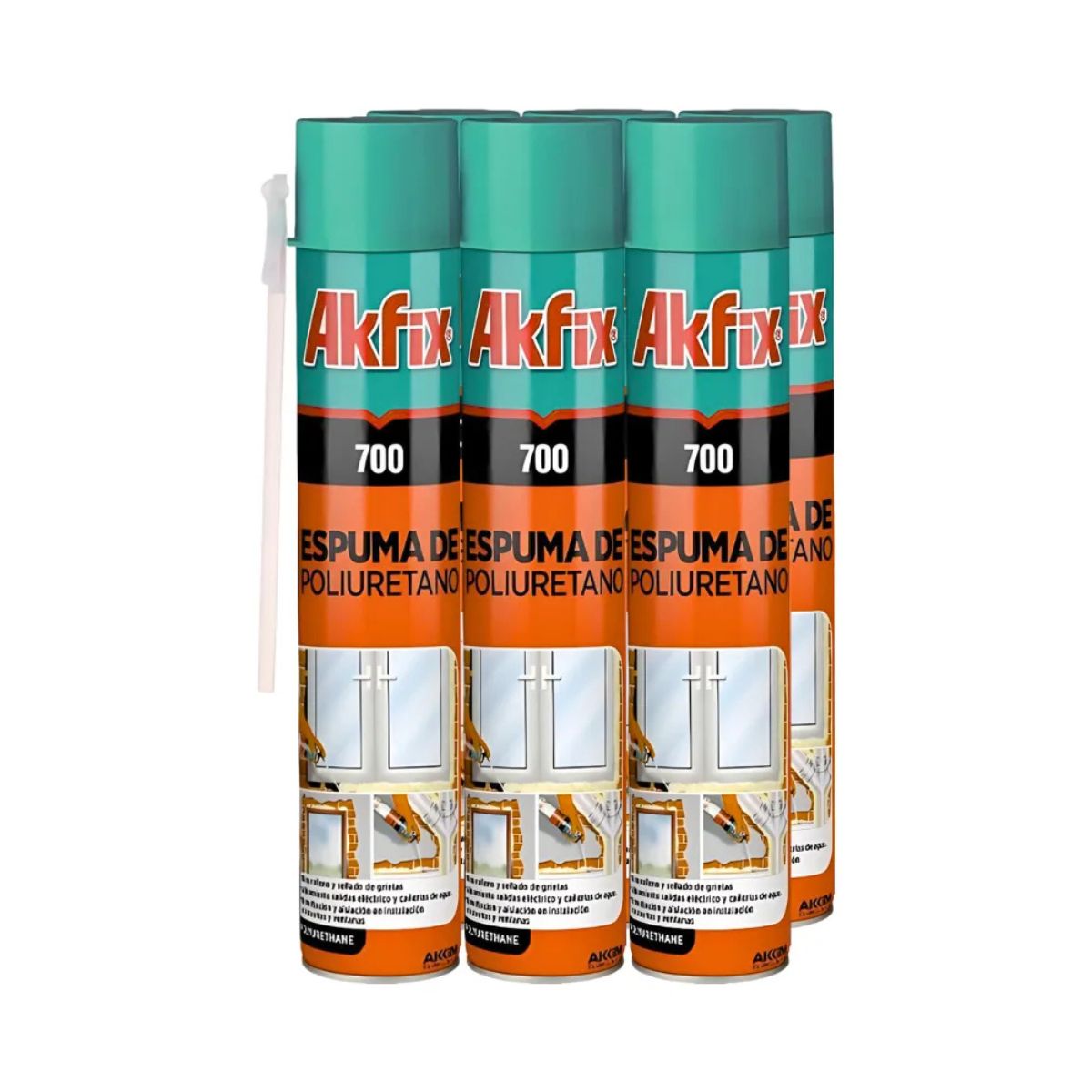 AKFIX - 6x Espuma Expansiva Poliuretano Akfix Foam 750ml