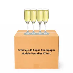 CRISTAR - Embalaje 48 Copas Champagne Modelo Versalles 174mL Espumante