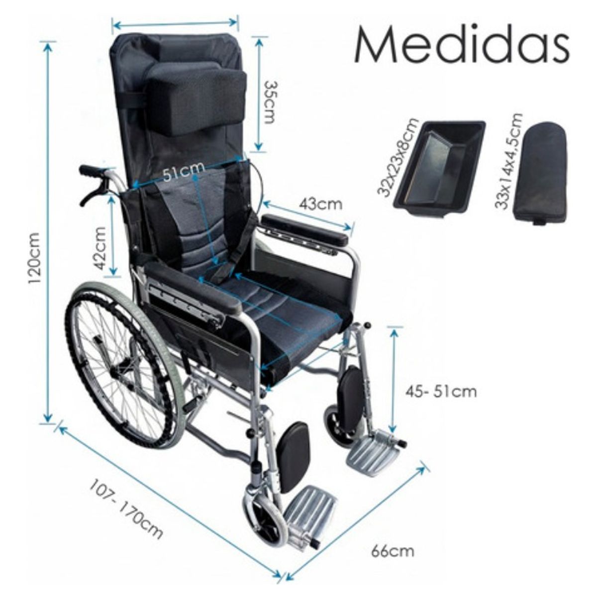 HOMEBRANDT - Silla De Ruedas Neurologia Con Inodoro Reclinable Neurologica
