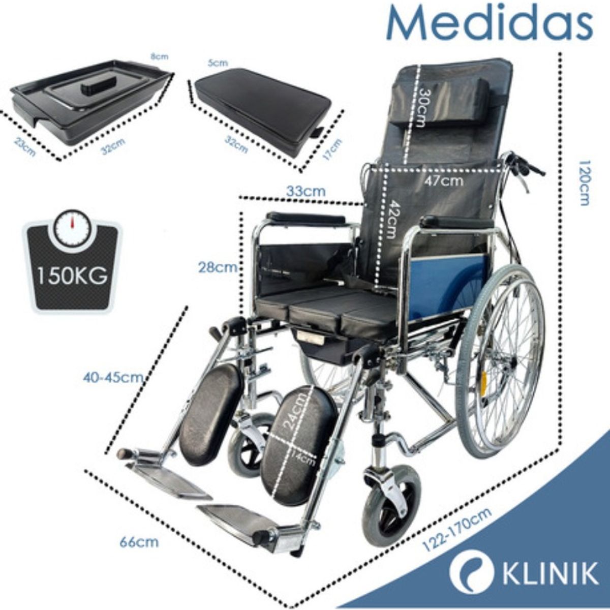 HOMEBRANDT - Silla De Ruedas Neurologica Pro Con Inodoro Reclinable