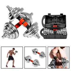 DETODOYMAS - Set De Mancuernas Cromadas Ajustables 20 Kg Maletín Color Cromado