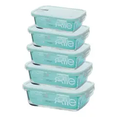 ALLEGRA - Set 5 Contenedores Hermeticos Vidrio Rectangulares