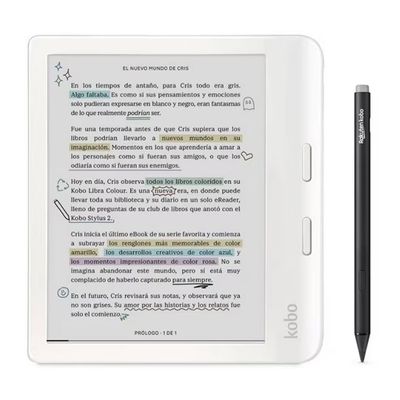 Kobo Lector E Reader Libra Colour Blanco Con Lápiz Stylus 2
