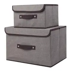 OKAY - Set 2 Cajas Organizadoras De Tela Plegables Con Tapas